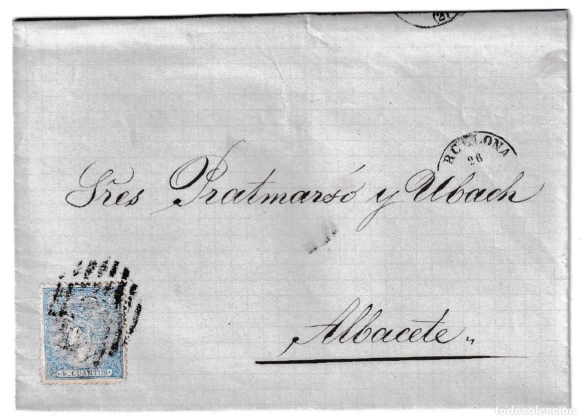 Sellos: 1866. Envuelta de Barcelona a Albacete