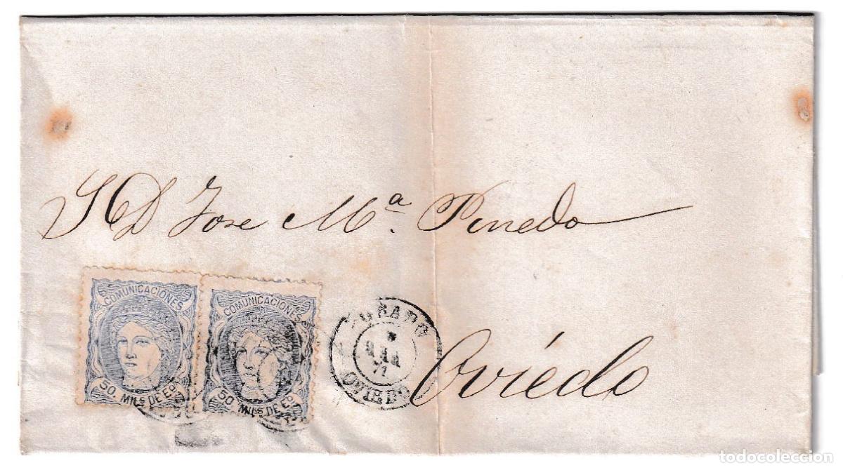 Sellos: 1871. Carta de Grado a Oviedo