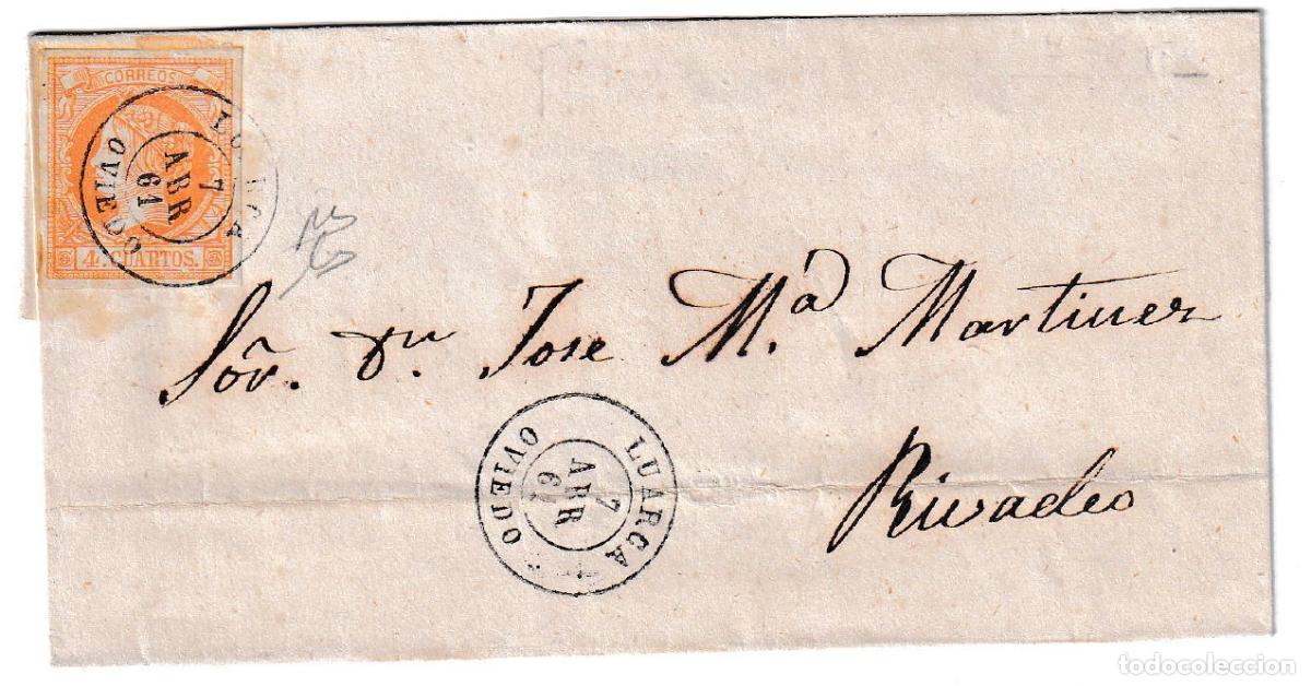 Sellos: 1861. Carta de Luarca a Ribadeo