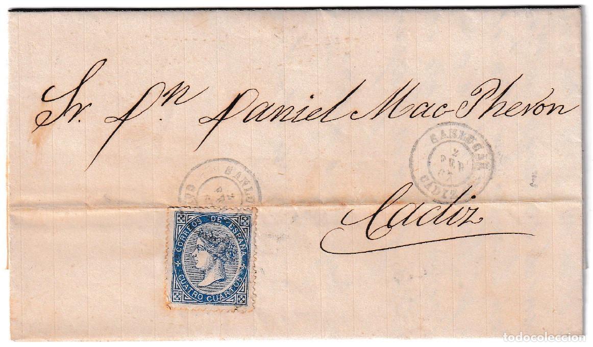 Stamps: 1867. Carta de San Lucar a C&aacute;diz