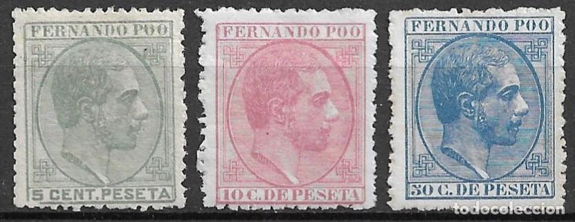 Sellos: 1879. Fernando Poo. Alfonso XII. N&ordm; 2/4 Edifil. Serie completa nueva.