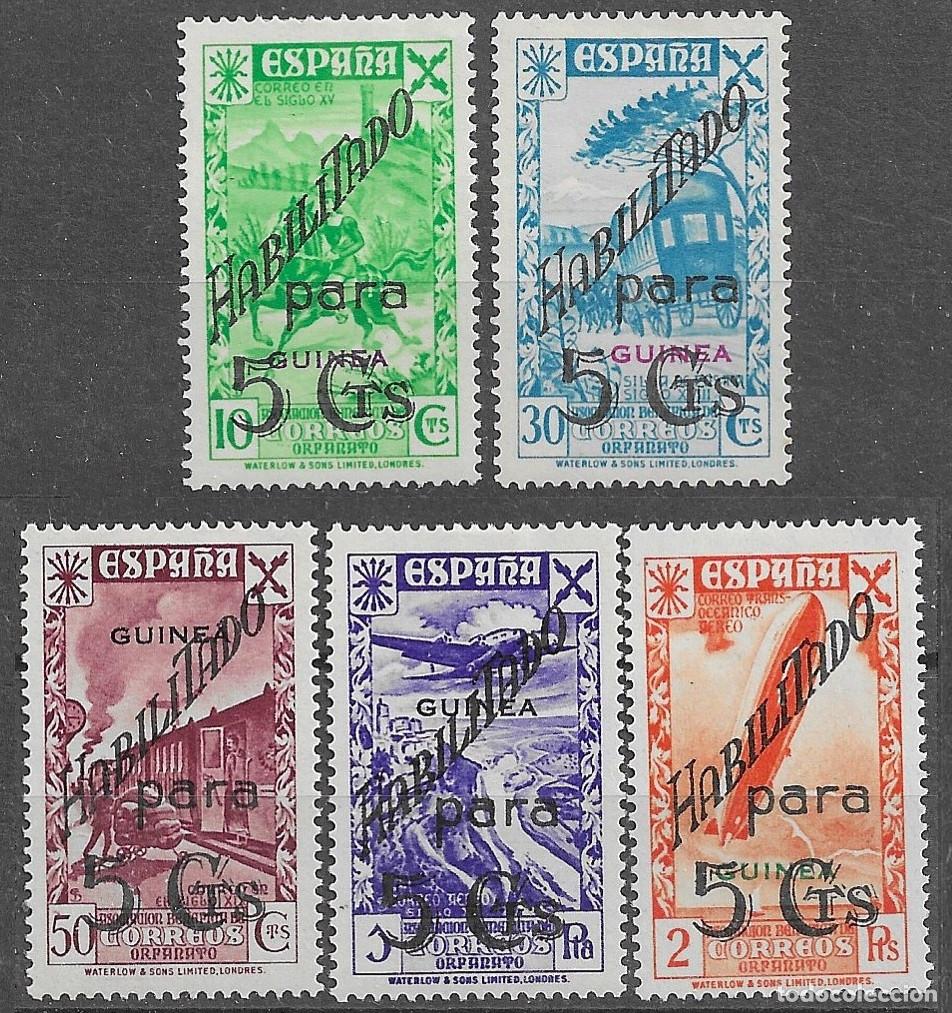 Stamps: 1941. Guinea Espa&ntilde;ola. Estado Espa&ntilde;ol. N&ordm; 7/11 Edifil. Serie Beneficencia con fijasello.