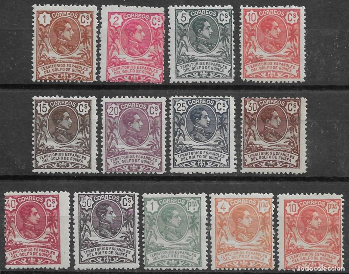 Sellos: 1909. Guinea Espa&ntilde;ola. Alfonso XIII. N&ordm; 59/71 Edifil. Serie completa.