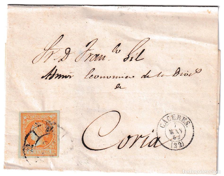 Sellos: 1862. Carta de C&aacute;ceres a Coria