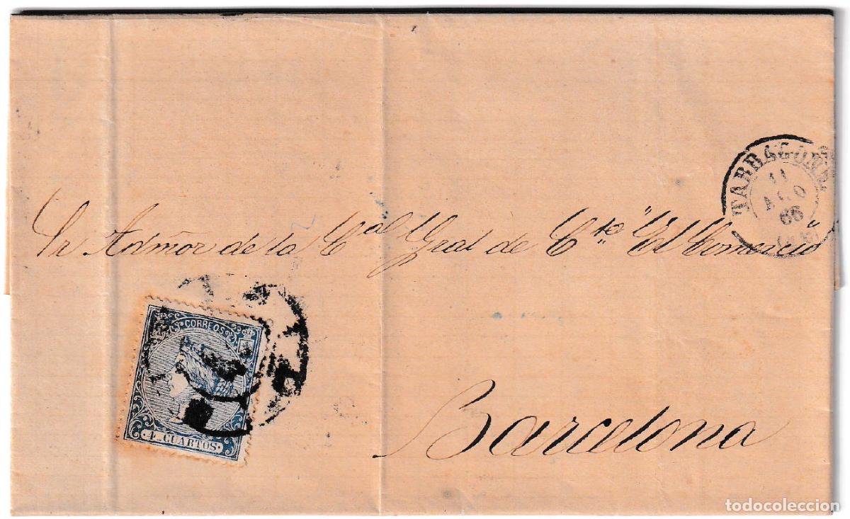 Sellos: 1866. Carta de Tarragona a Barcelona