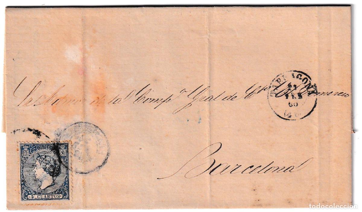Sellos: 1866. Carta de Tarragona a Barcelona I