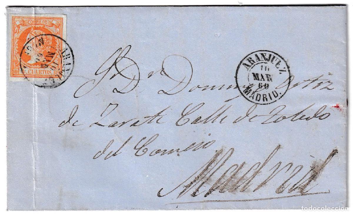 Sellos: 1860. Carta de Aranjuez a Madrid