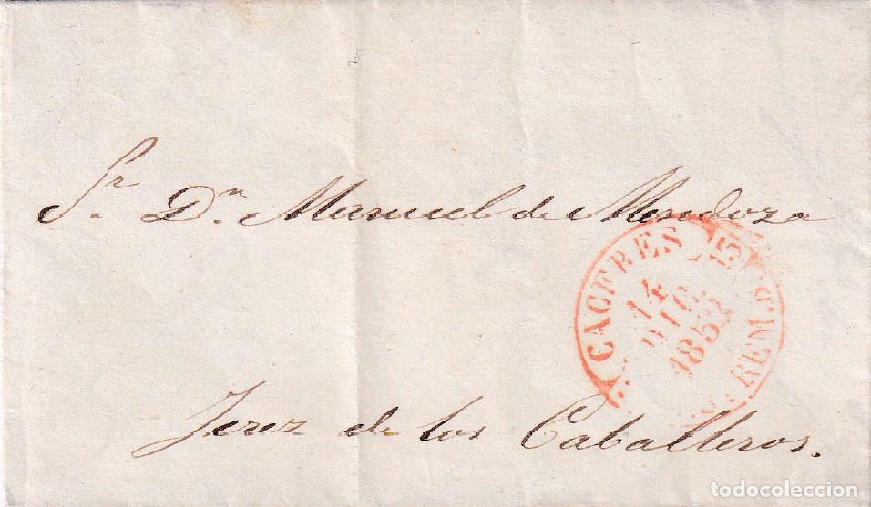 Sellos: 1852. Carta de C&aacute;ceres a Jerez de los Caballeros