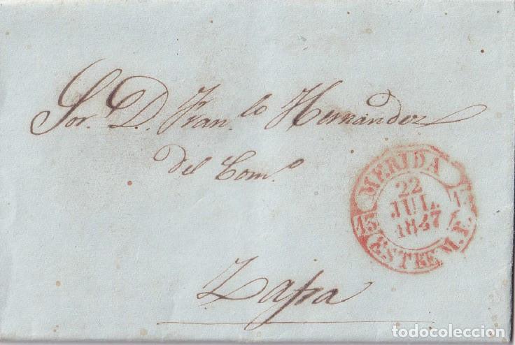 Sellos: 1847. Carta de M&eacute;rida a Zafra