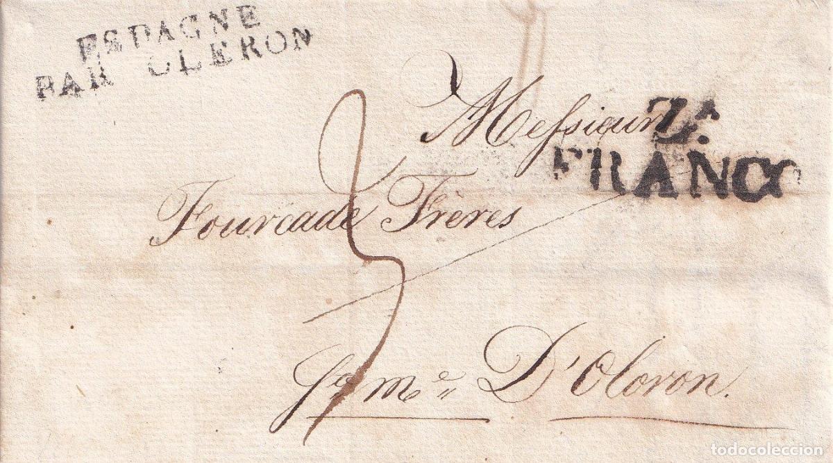 Sellos: 1828. Carta franqueada de Zaragoza a Olor&oacute;n