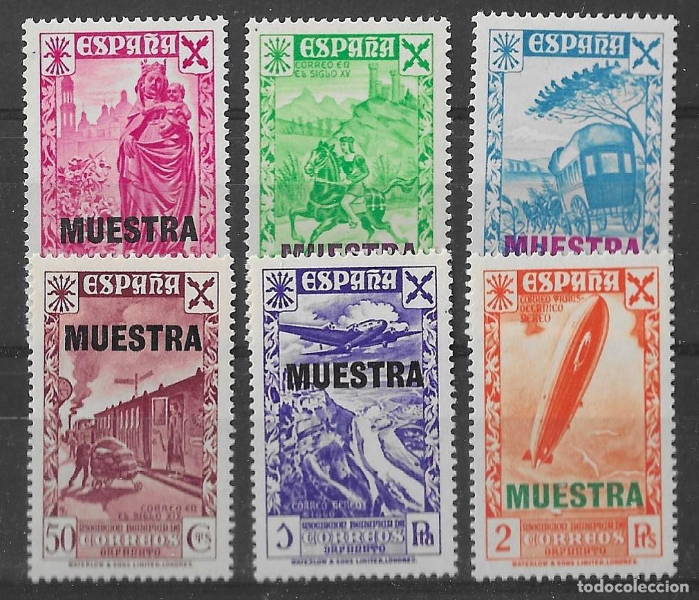 Sellos: 1938. Hu&eacute;rfanos de Correos. N&ordm;21M/26M Edifil. Historia del Correo. &rdquo;MUESTRA&rdquo;