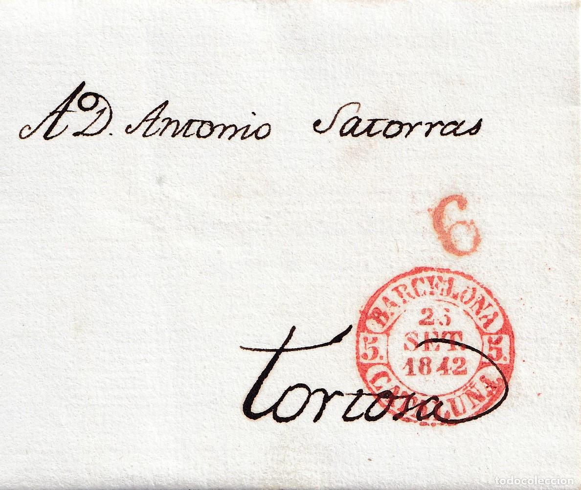 Sellos: 1842. Carta de Barcelona a Tortosa.