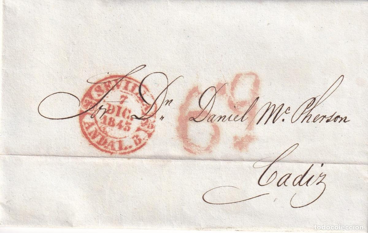 Sellos: 1845. Carta de Sevilla a Cadiz