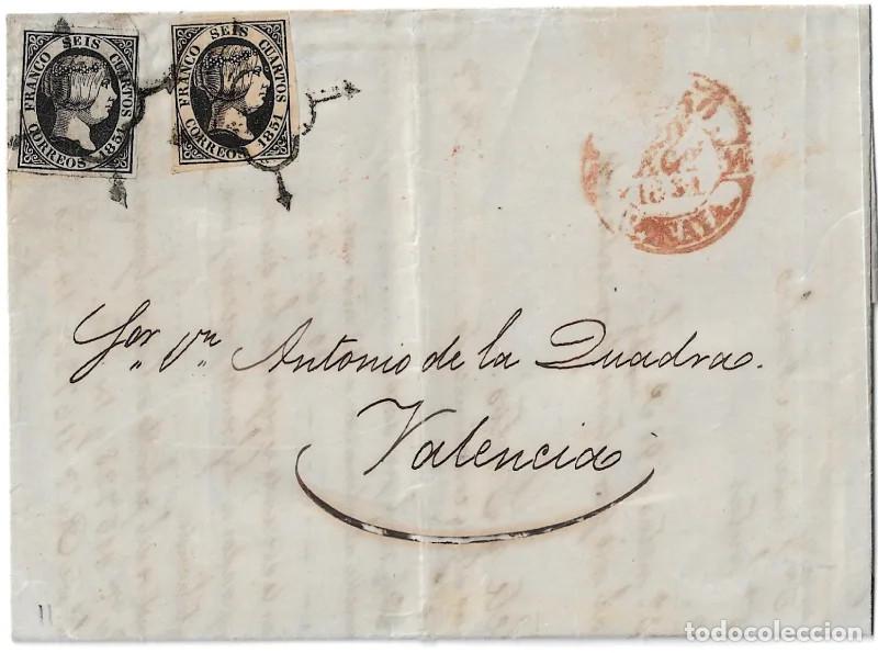Sellos: 1851. Carta de Bilbao a Valencia