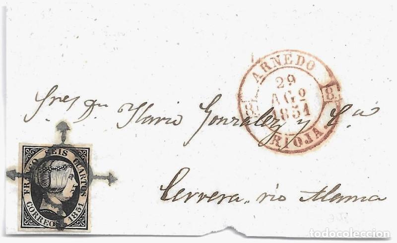 Sellos: 1851. Frontal de Arnedo a Cervera del rio Alhama