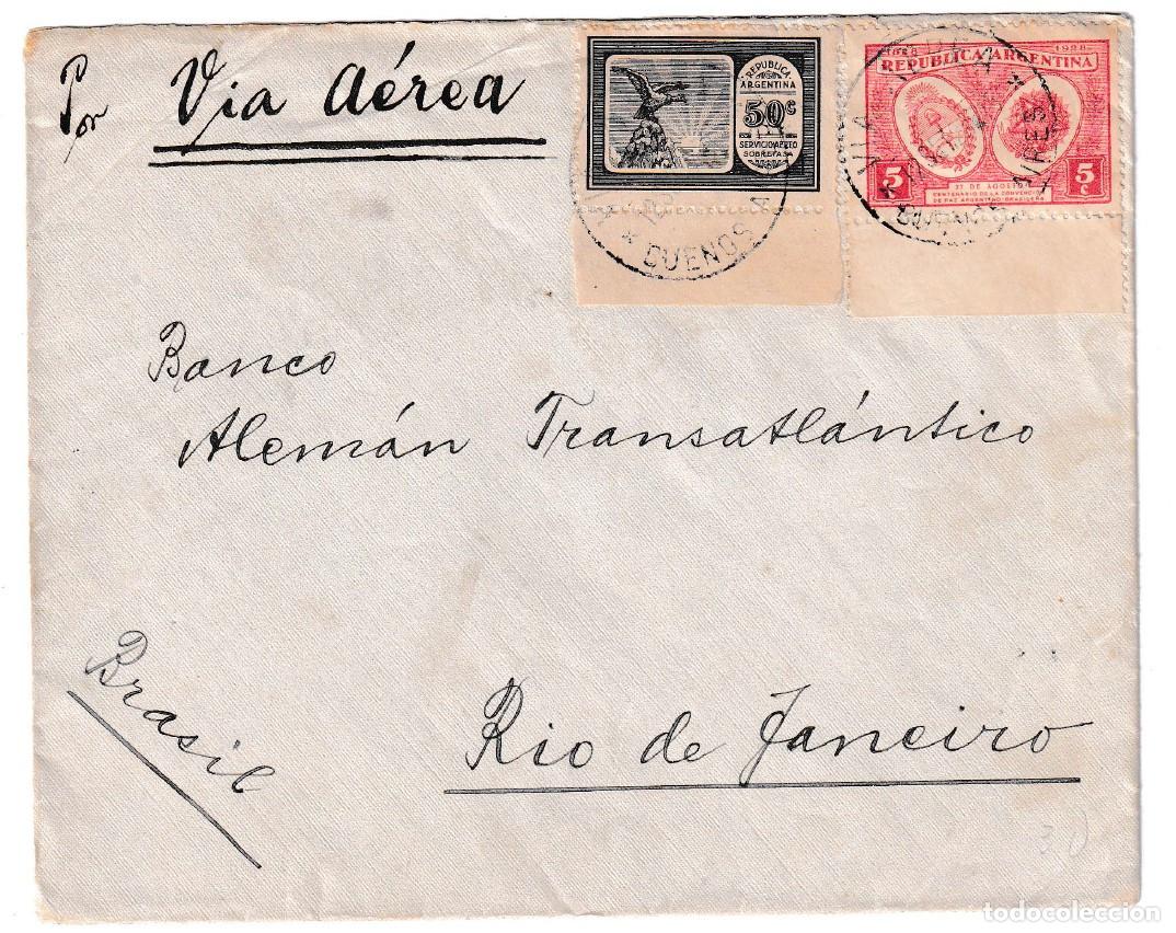 Sellos: 1928. Correo a&eacute;reo de Belgrano (Argentina) a Rio de Janeiro (Brasil)