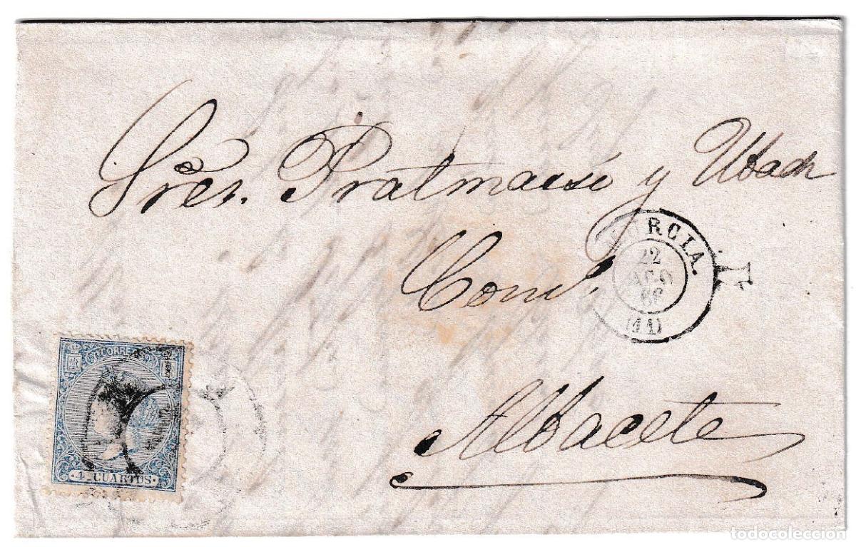 Sellos: 1866. Envuelta de Murcia a Albacete