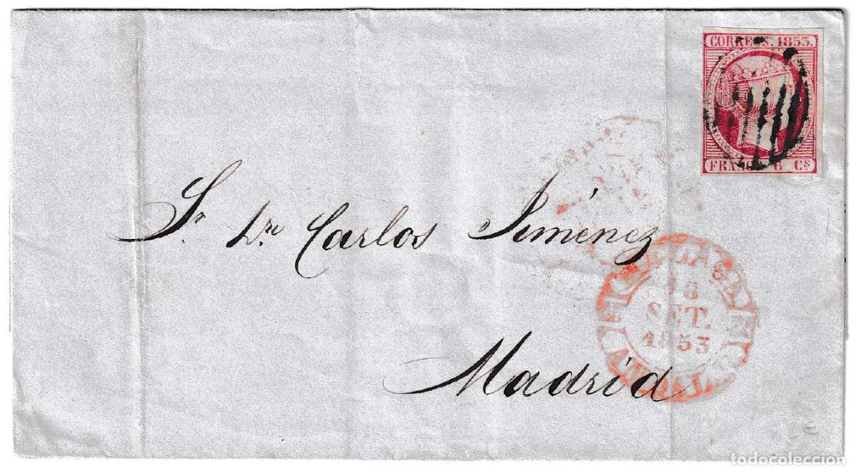 Sellos: 1853. Envuelta de M&aacute;laga a Madrid