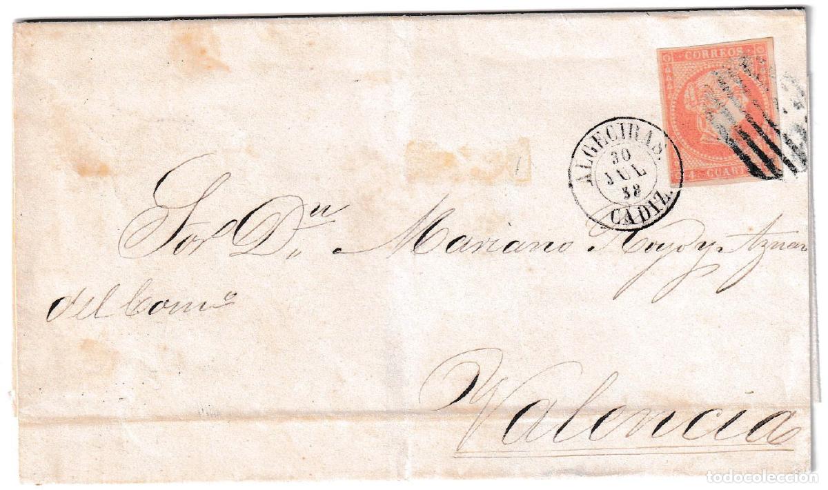 Sellos: 1858. Envuelta de Algeciras a Valencia