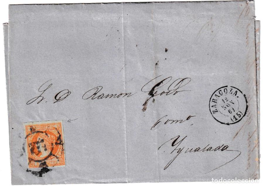 Sellos: 1861. Carta de Zaragoza a Igualada