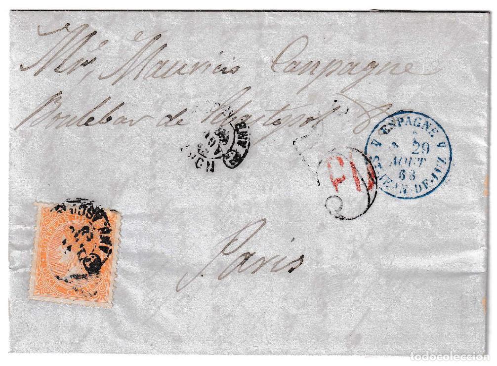 Sellos: 1868. Carta de Valladolid a Par&iacute;s