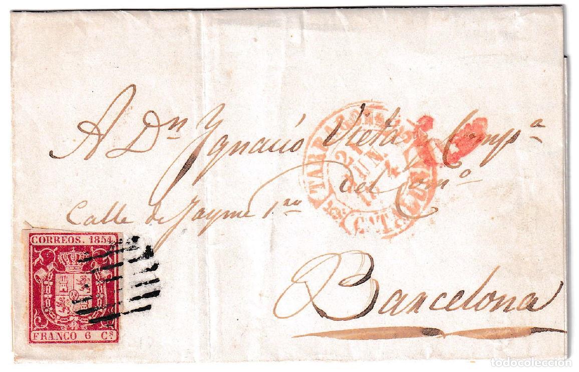 Sellos: 1854. Carta de Tarragona a Barcelona