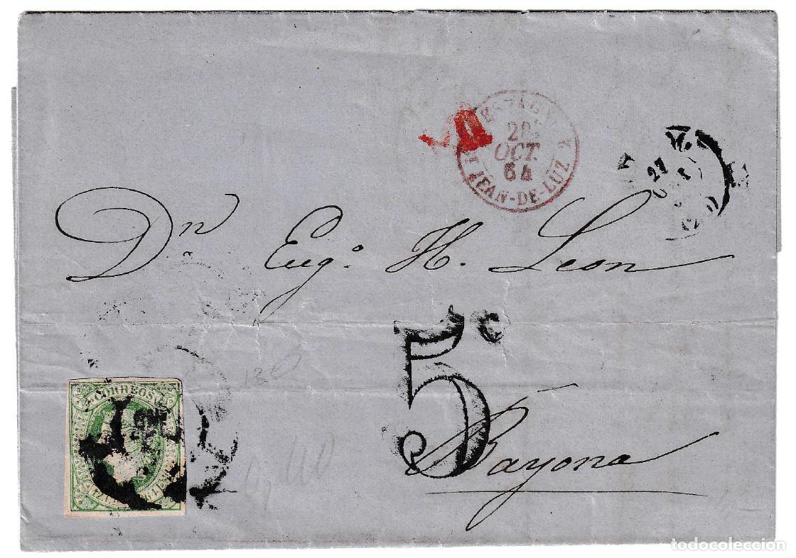 Sellos: 1864. Carta de Bilbao a Bayonne (Francia)