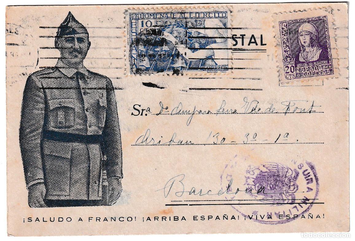 Sellos: 1939. Entero postal de Madrid a Barcelona