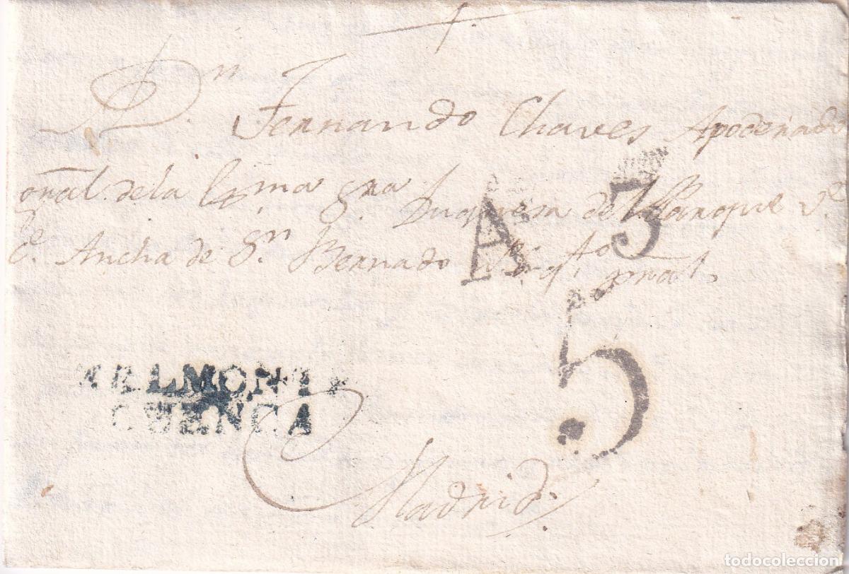 Sellos: 1824. Carta de Belmonte (Cuenca) a Madrid