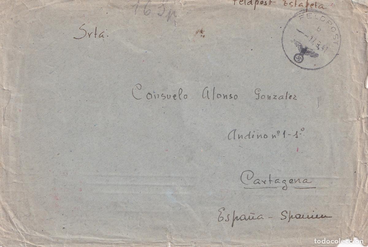 Sellos: 1941. Sobre Divisi&oacute;n azul dirigida a Cartagena