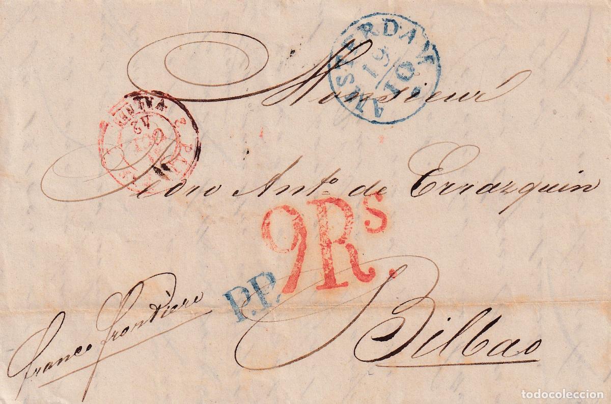 Sellos: 1843. Carta de Amsterdam a Bilbao