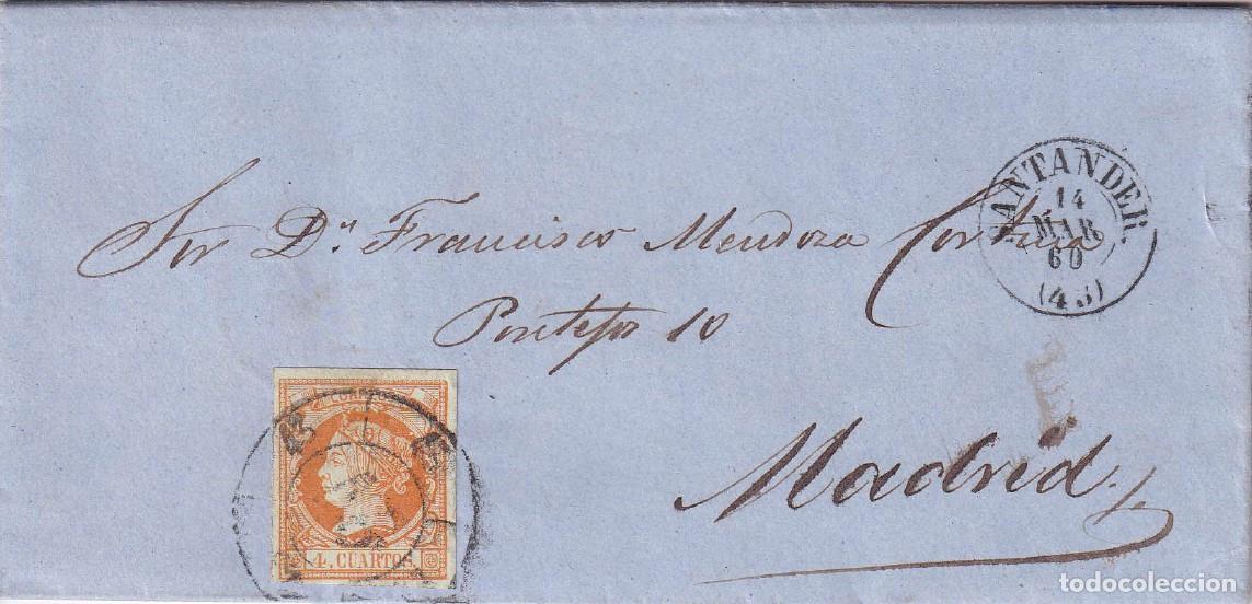 Sellos: 1860. Carta de Santander a Madrid