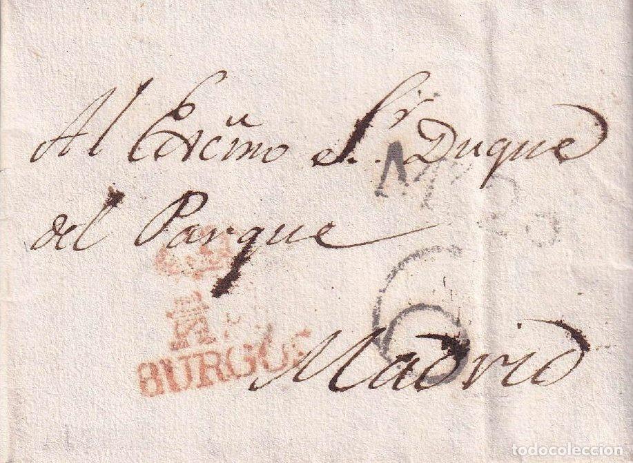 Sellos: 1823. Carta completa de Burgos a Madrid
