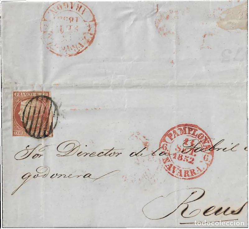 Sellos: 1852. Carta de Pamplona a Reus
