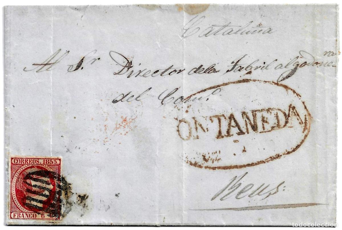 Sellos: 1853. Carta de Ontaneda a Reus