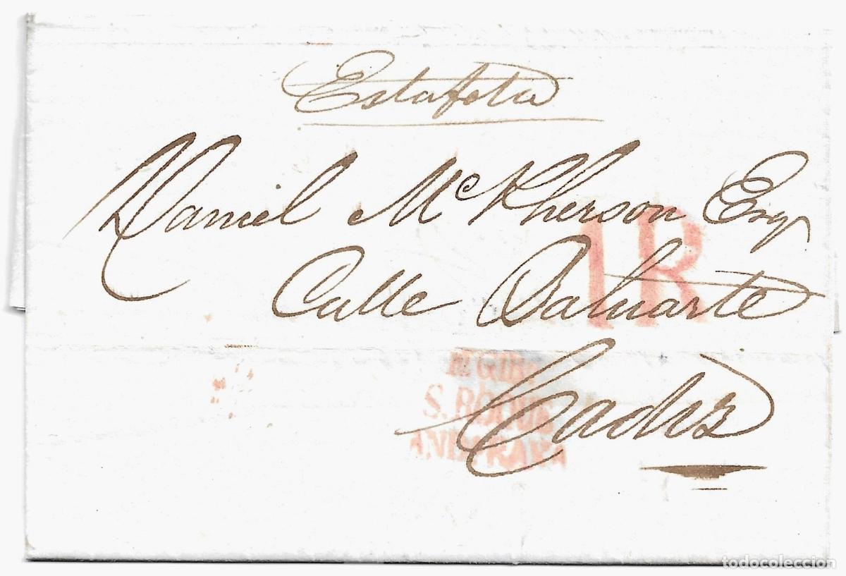 Sellos: 1847.Carta de Gibraltar a C&aacute;diz