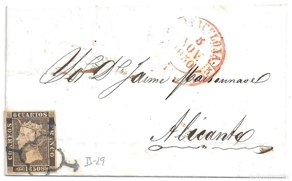 Sellos: 1850. Barcelona a Alicante