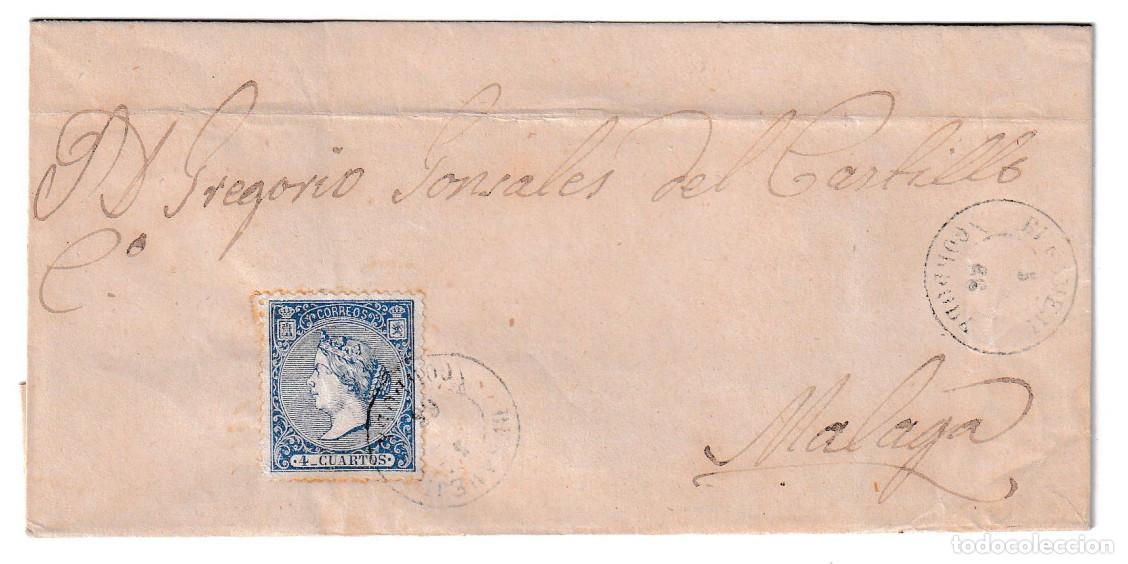 Sellos: 1866. Envuelta de Benamej&iacute; a M&aacute;laga