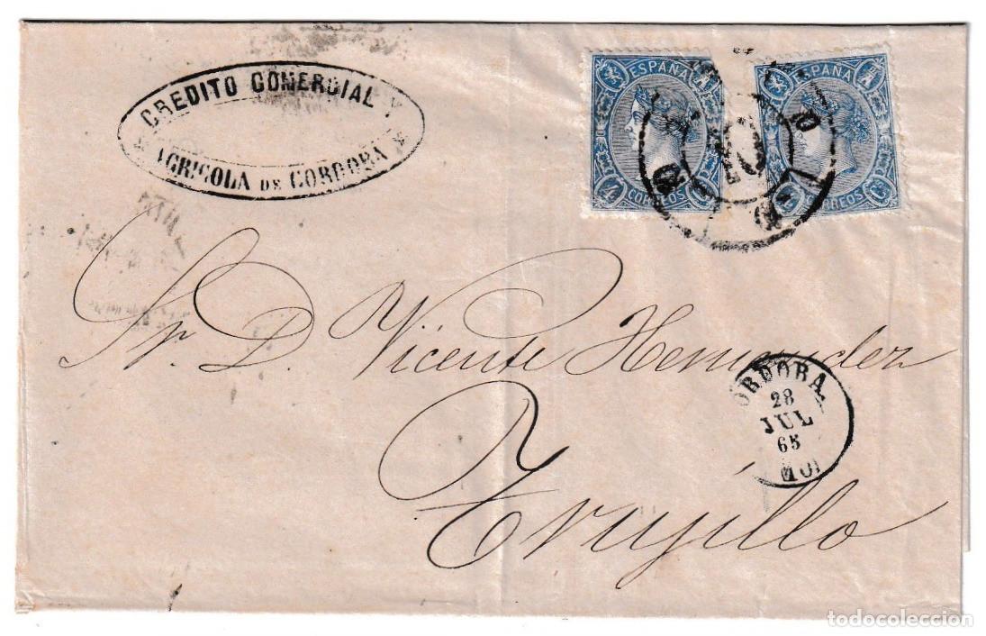 Sellos: 1865. Envuelta de C&oacute;rdoba a Trujillo