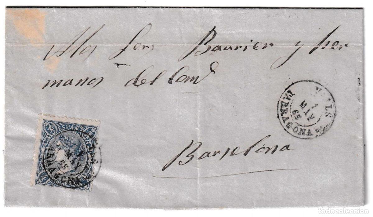 Sellos: 1865. Carta de Valls a Barcelona