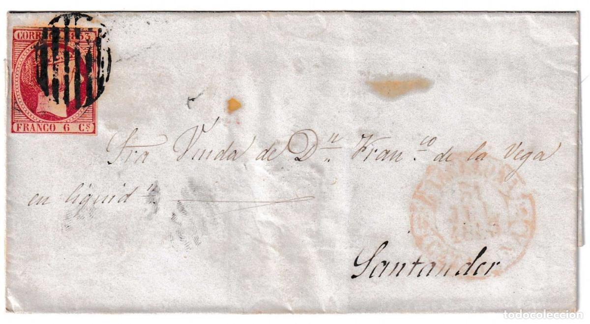 Sellos: 1853. Envuelta de Tarragona a Santander