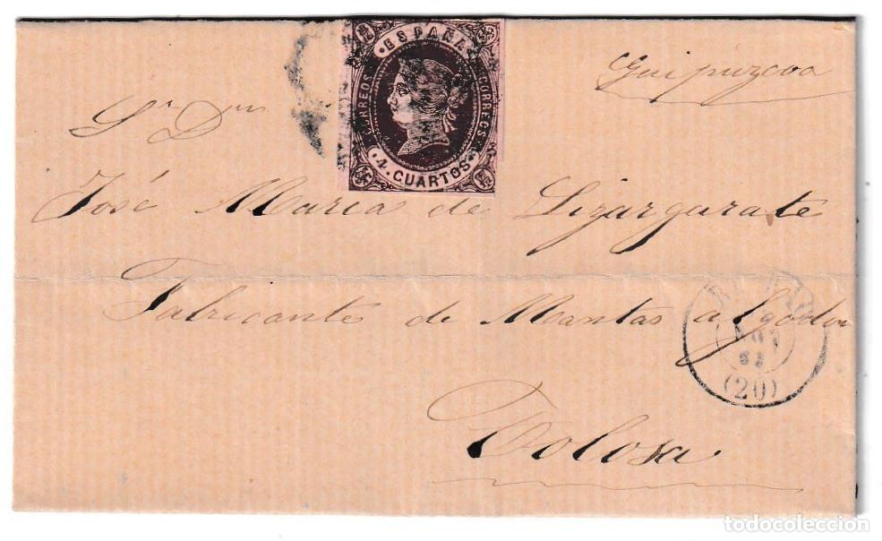 Sellos: 1863. Envuelta de Bilbao a Tolosa