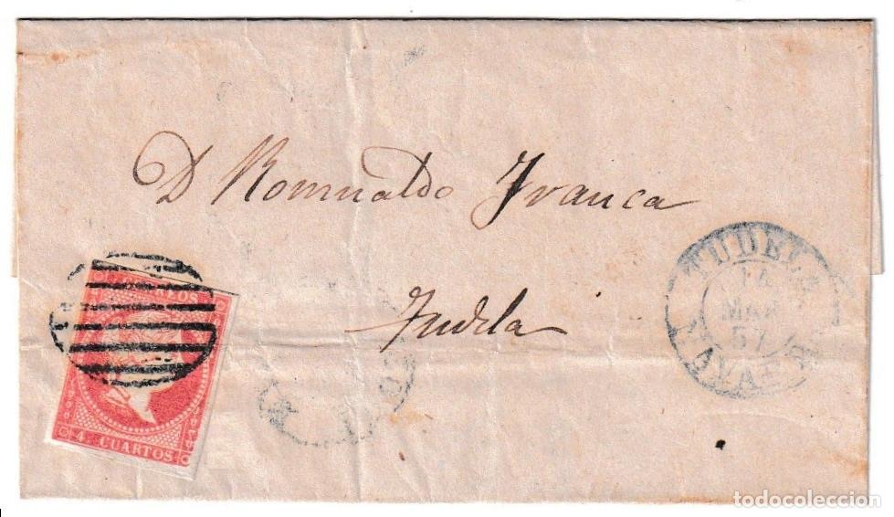 Sellos: 1857. Envuelta dirigida a Tudela