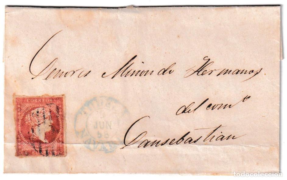 Sellos: 1858. Envuelta de Tudela a San Sebastian