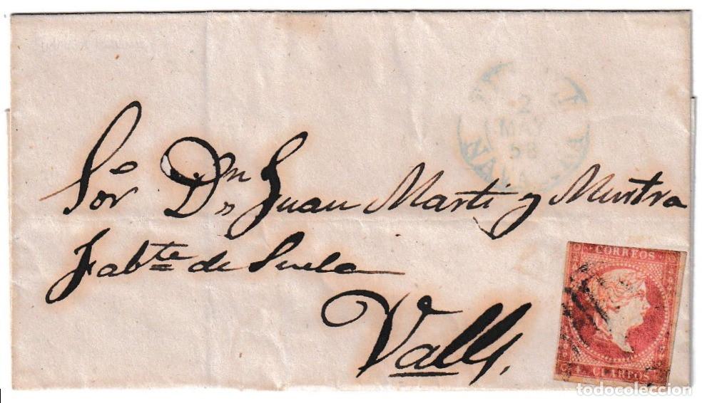 Sellos: 1858. Envuelta de Tudela a Valls