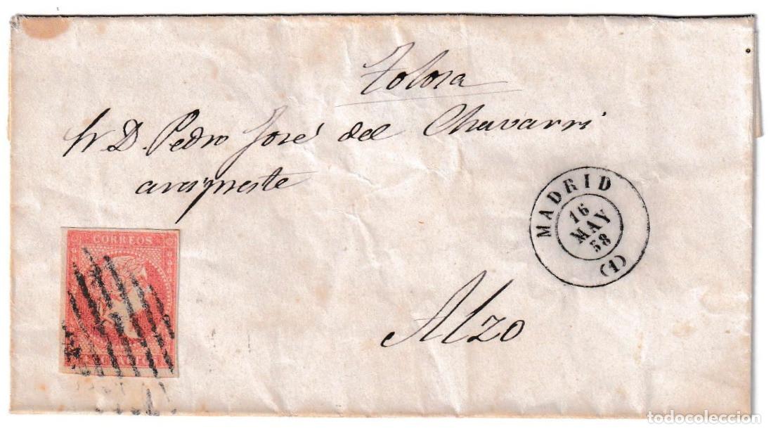 Sellos: 1858. Envuelta de Madrid a Alzo