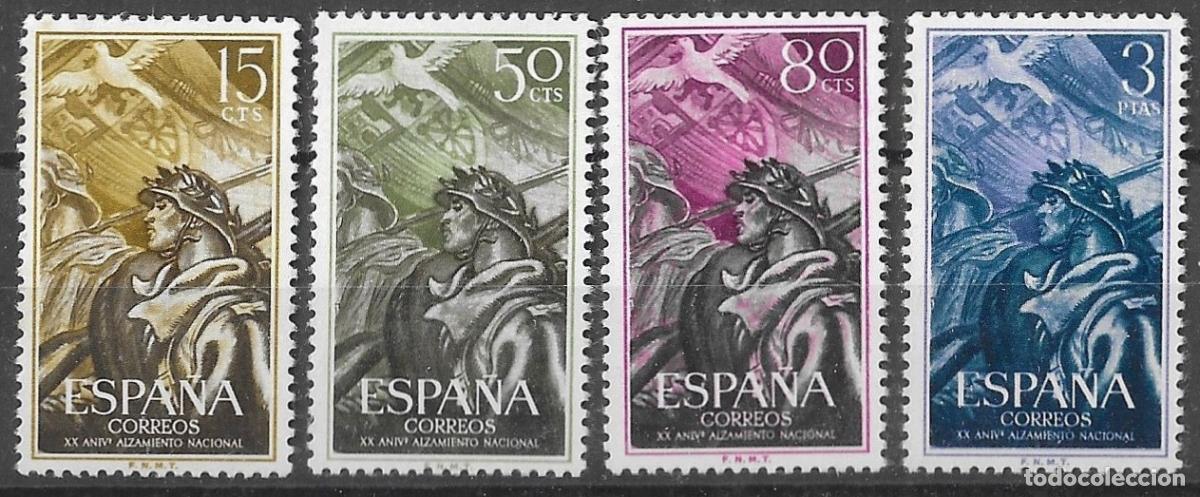 Sellos: 1956. XX Aniversario Alzamiento Nacional. N&ordm;1187-1190 Edifil. Sin Fijasello