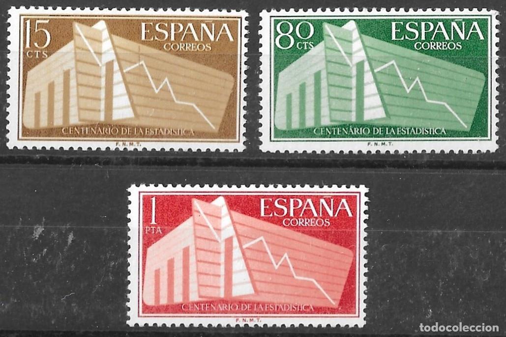 Sellos: 1956. I Cent. Estadistica Espa&ntilde;ola. N&ordm;1196-1198 Edifil. Sin Fijasello