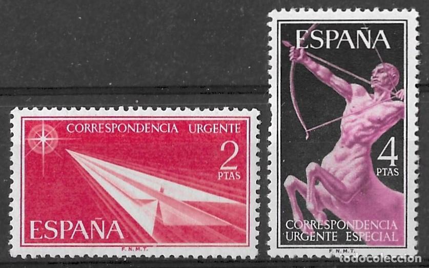 Sellos: 1956. Alegorias Correo Urgente. N&ordm;1185-86 Edifil. Sin Fijasello