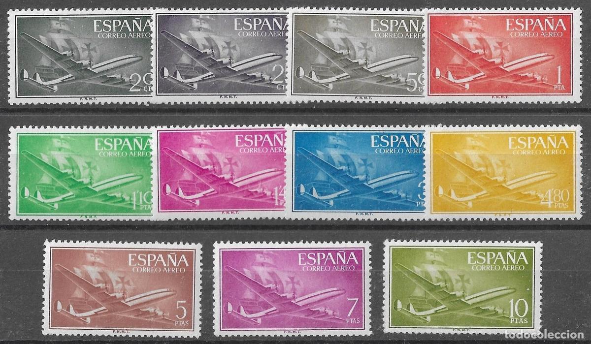 Sellos: 1955-56. Superconstellation y Nao Santa Maria. N&ordm;1169-1179 Edifil
